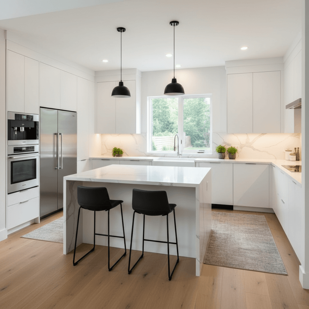 Modern kitchen with custom cabinetry and premium finishes in a luxury home renovation.